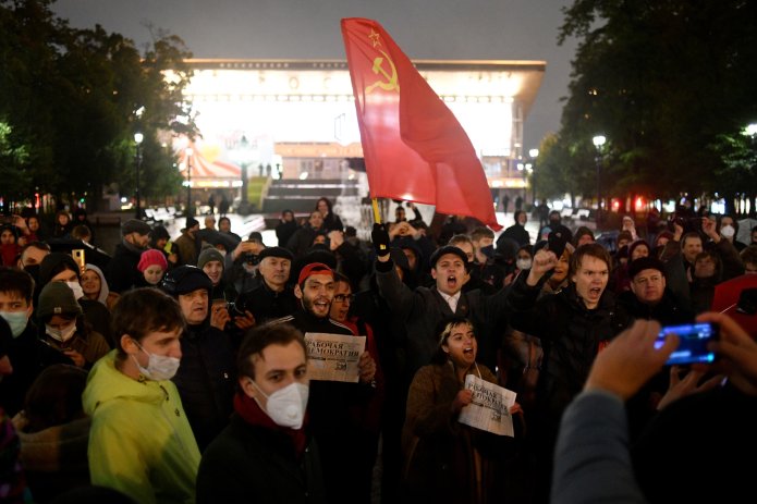Сход после выборов на Пушкинской площади, 19 сентября 2021 года / Фото: Светлана Виданова для «Новой газеты»